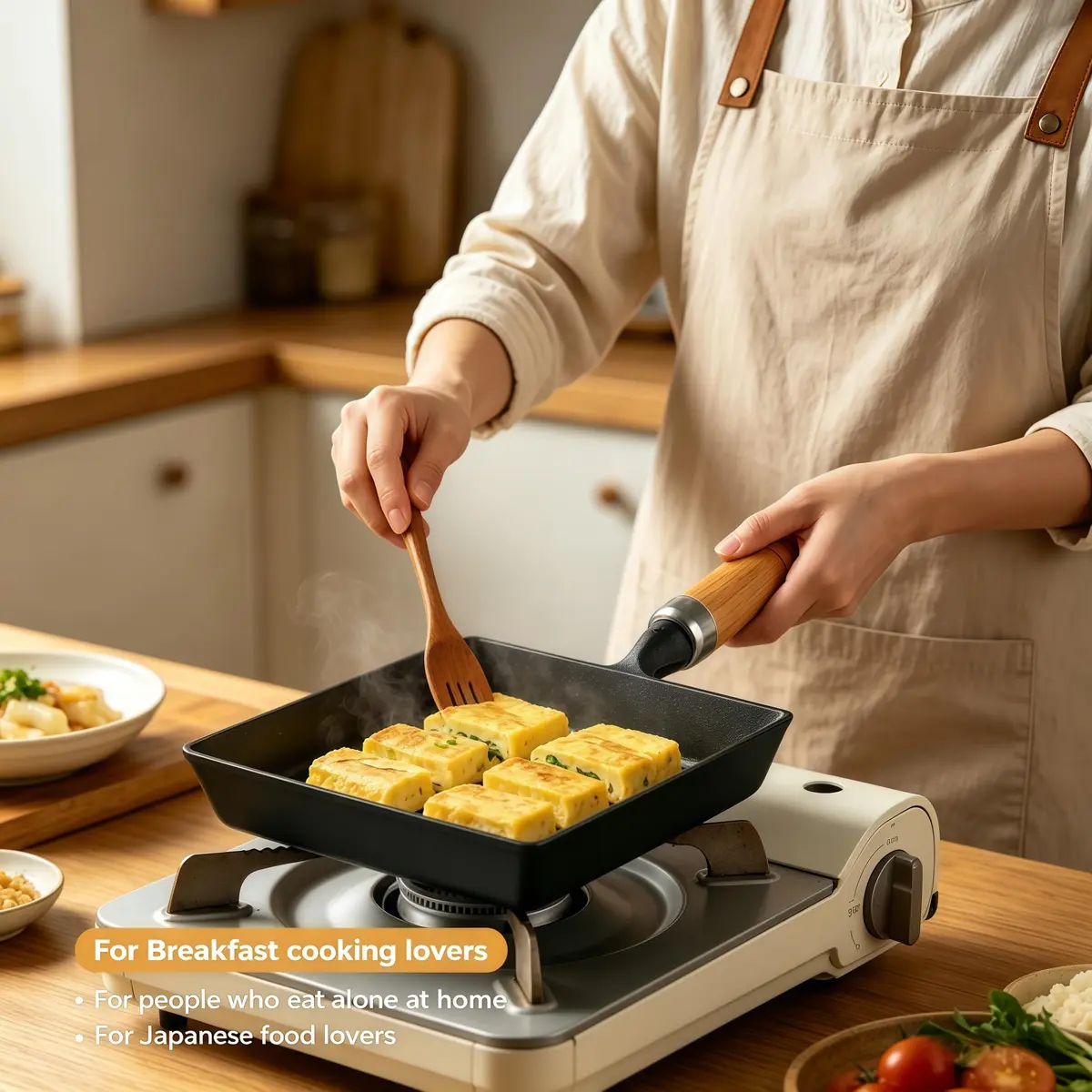 JSY Sun Cast Iron Tamagoyaki Pan 18.3cm (7.2"L X 6.1"W) | Japanese Egg Roll Omelette Skillet for Gas & Induction - view 7