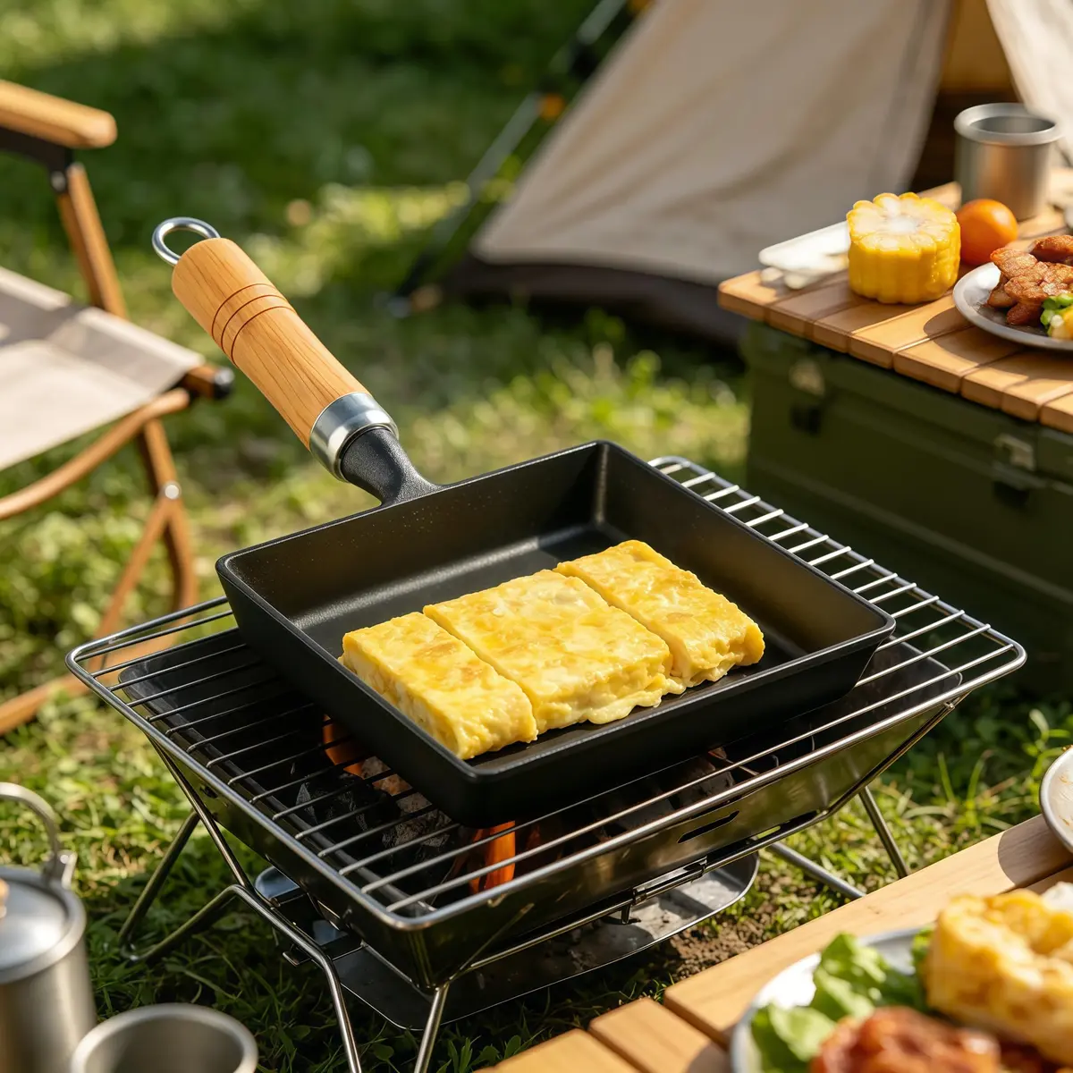 JSY Sun Cast Iron Tamagoyaki Pan 18.3cm (7.2"L X 6.1"W) | Japanese Egg Roll Omelette Skillet for Gas & Induction - view 9