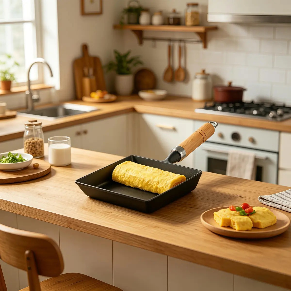JSY Sun Cast Iron Tamagoyaki Pan 18.3cm (7.2"L X 6.1"W) | Japanese Egg Roll Omelette Skillet for Gas & Induction - view 2