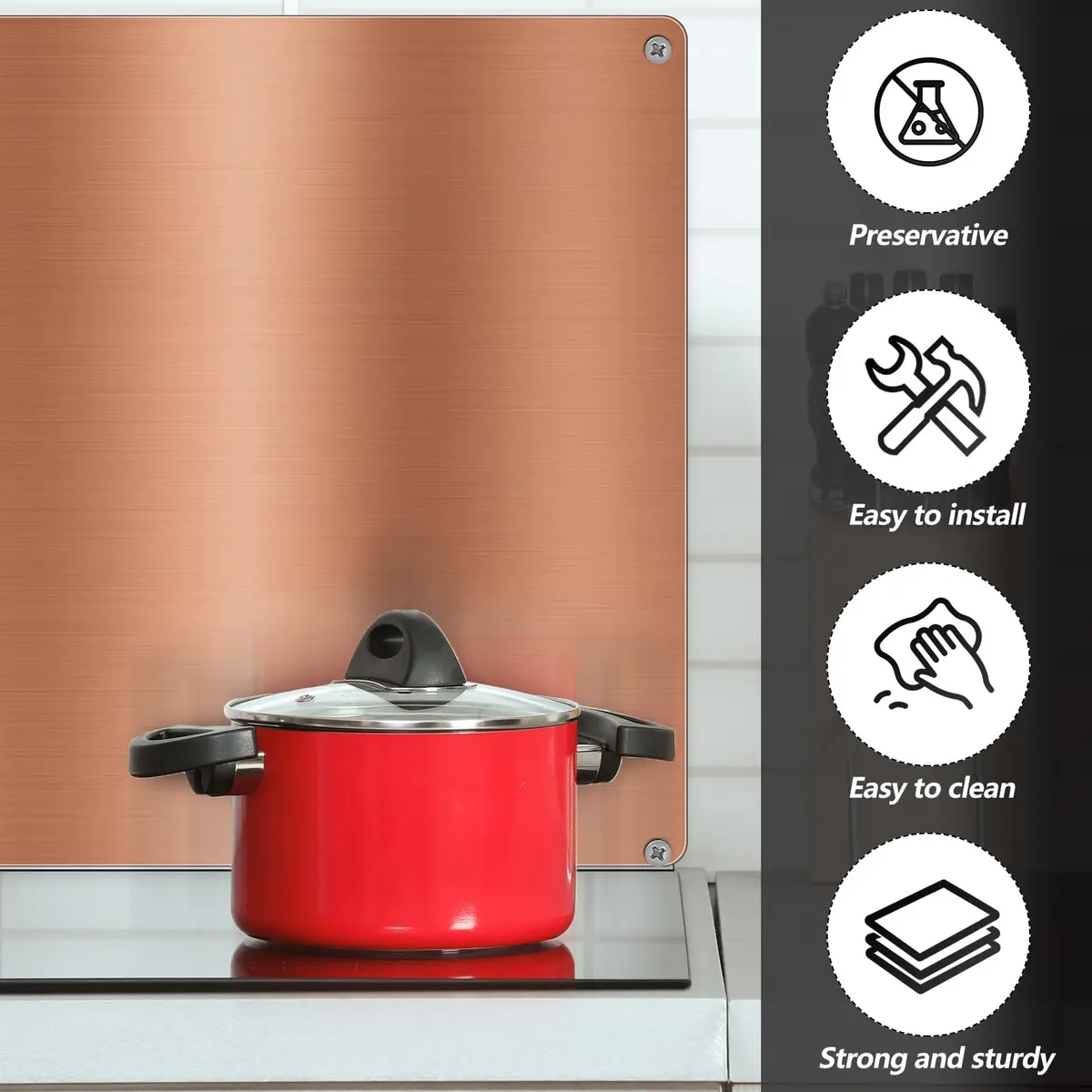 Yaocom Copper Stainless Steel Backsplash 76x91cm (30x36 Inch) | Brushed Finish for Kitchen Walls - view 7