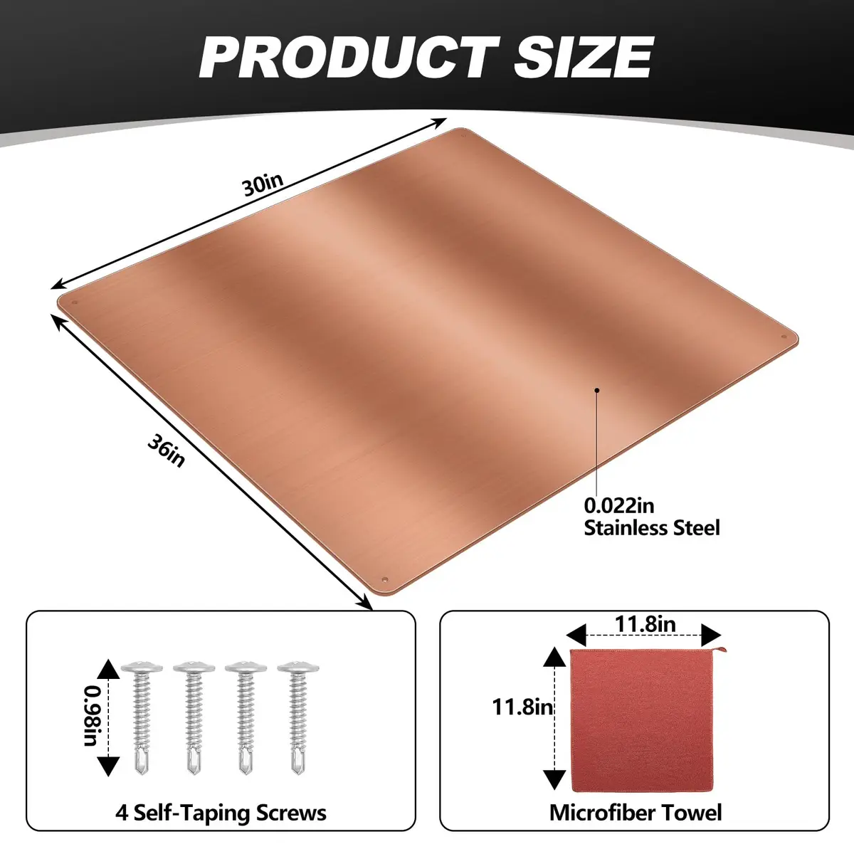 Yaocom Copper Stainless Steel Backsplash 76x91cm (30x36 Inch) | Brushed Finish for Kitchen Walls - view 2