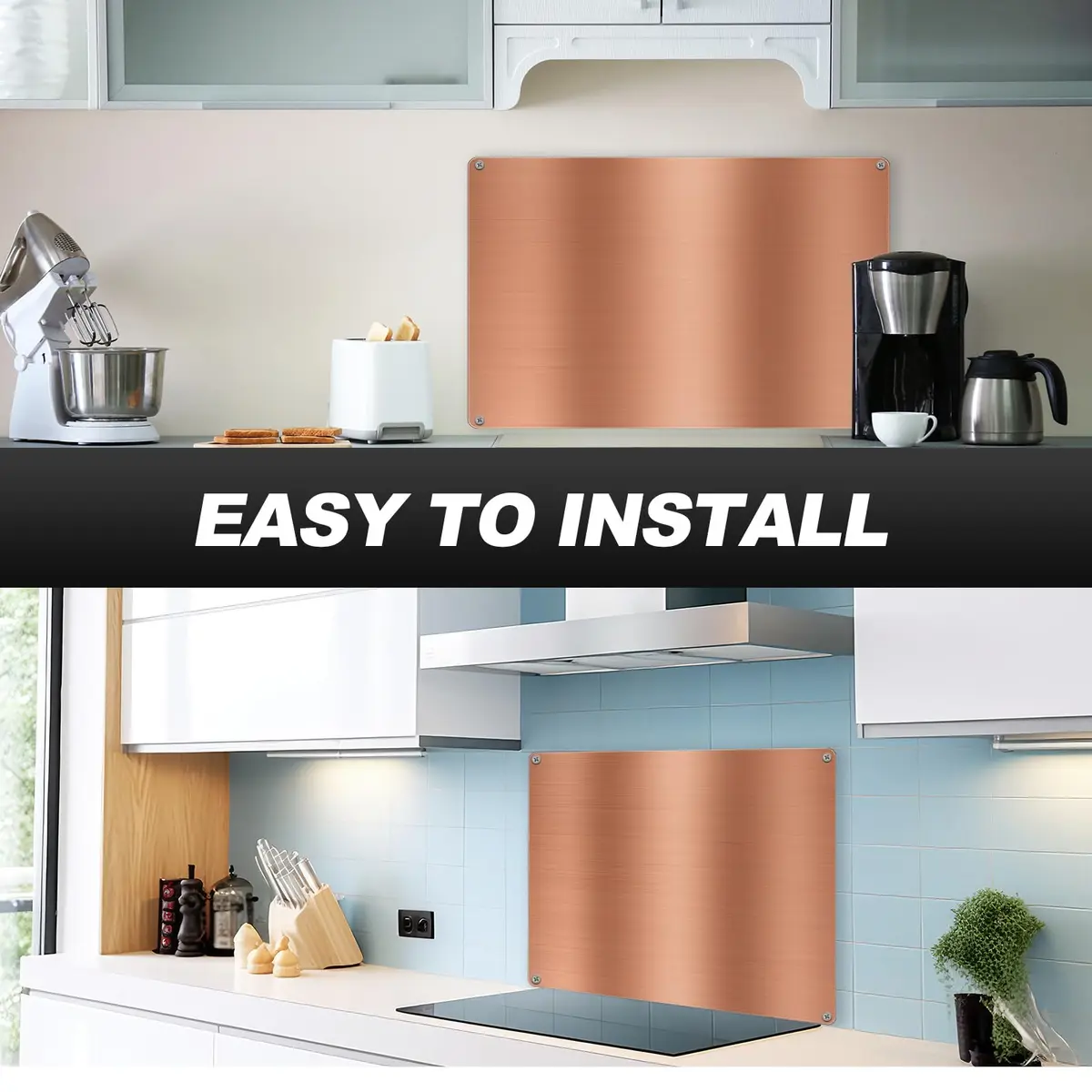 Yaocom Copper Stainless Steel Backsplash 76x91cm (30x36 Inch) | Brushed Finish for Kitchen Walls - view 4