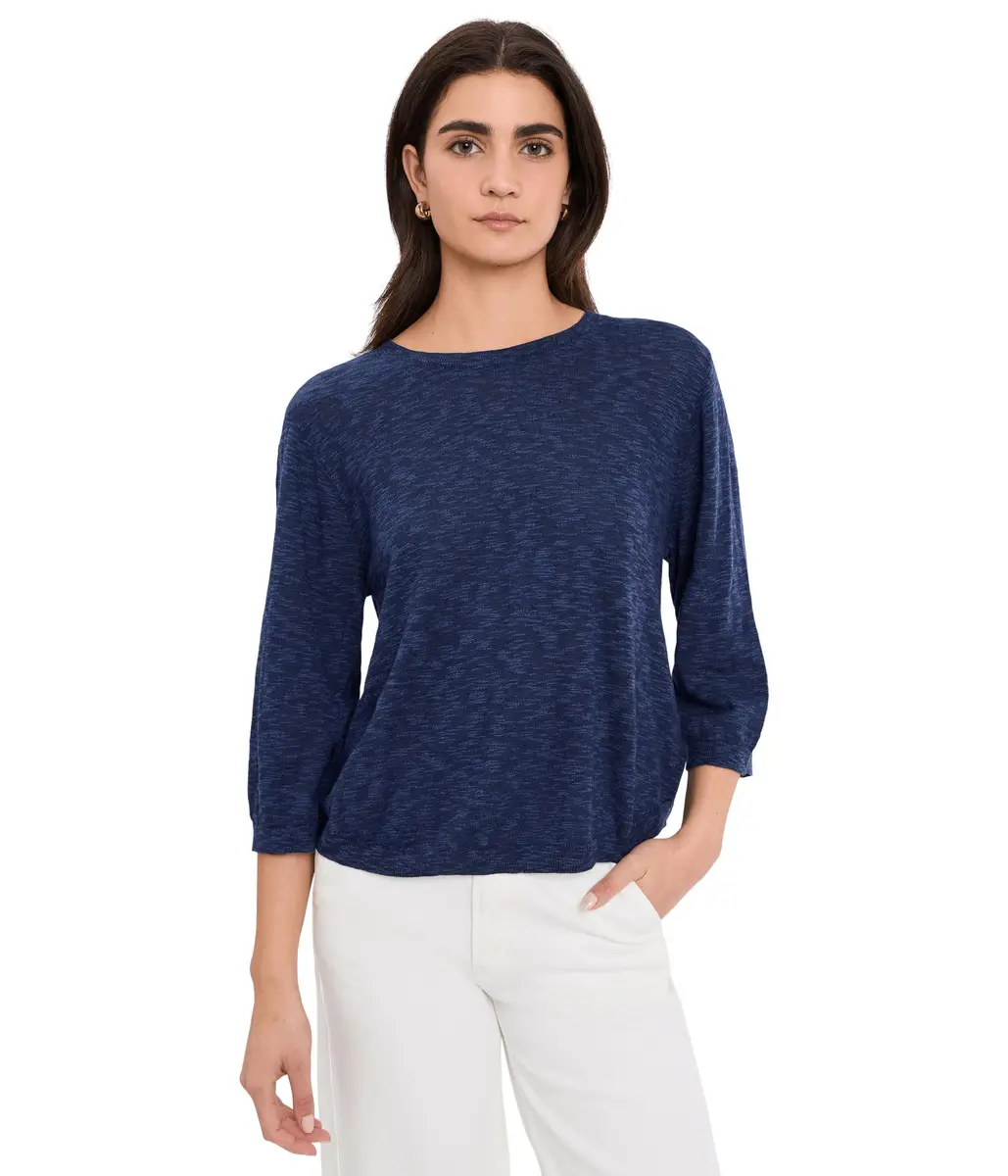 Mod-o-doc Womens 3/4 Sleeve Crew Neck Swing Sweater Vibrant Navy | Flowy, Casual & Comfortable - main product image