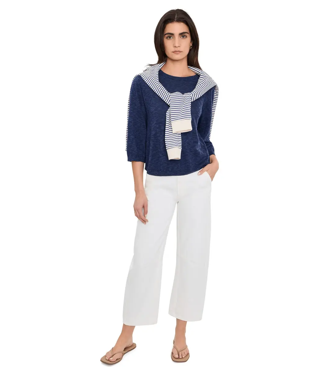 Mod-o-doc Womens 3/4 Sleeve Crew Neck Swing Sweater Vibrant Navy | Flowy, Casual & Comfortable - view 2