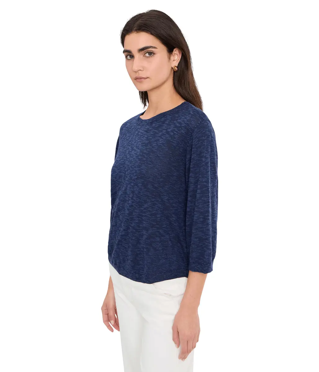 Mod-o-doc Womens 3/4 Sleeve Crew Neck Swing Sweater Vibrant Navy | Flowy, Casual & Comfortable - view 3