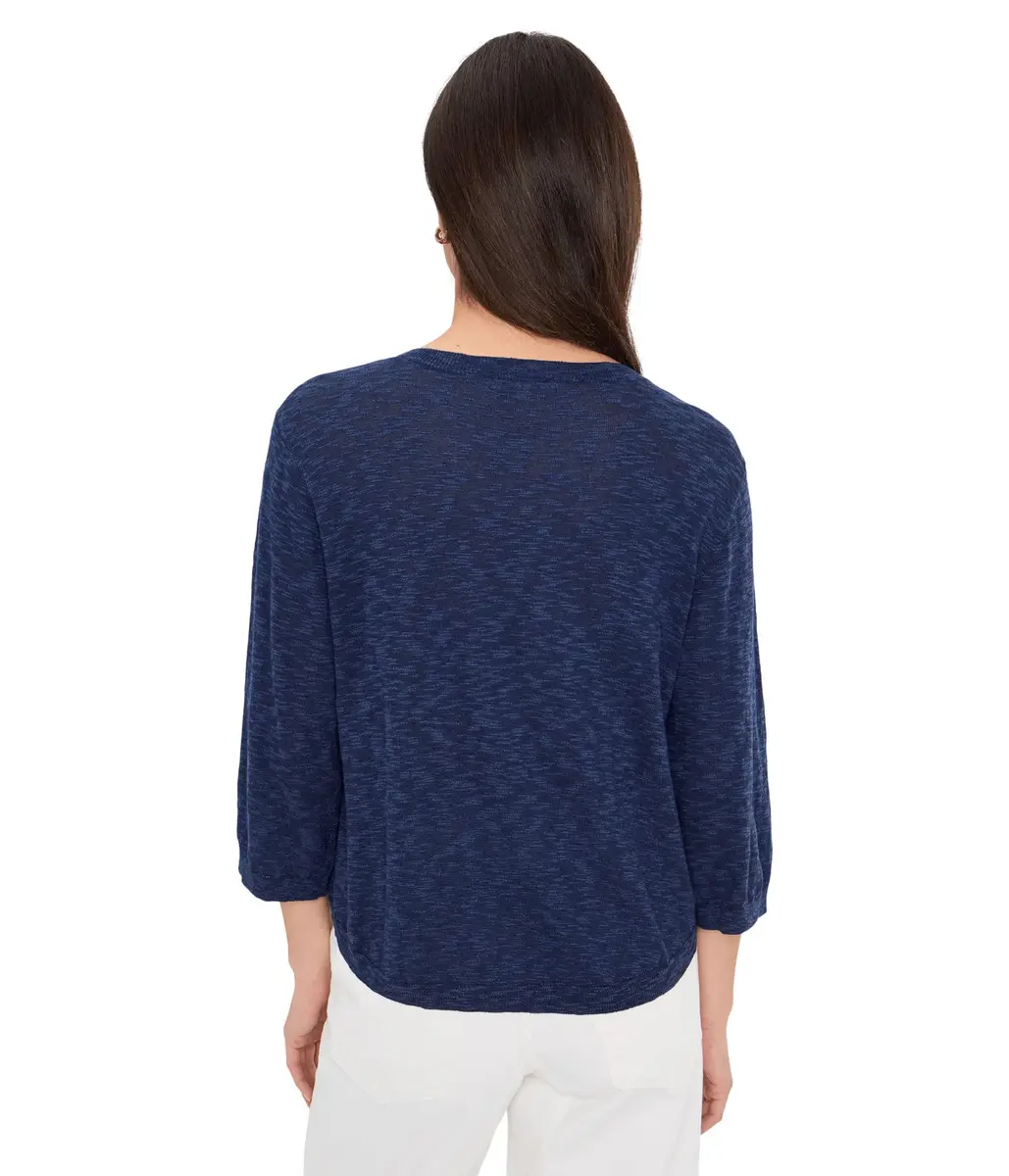 Mod-o-doc Womens 3/4 Sleeve Crew Neck Swing Sweater Vibrant Navy | Flowy, Casual & Comfortable - view 4