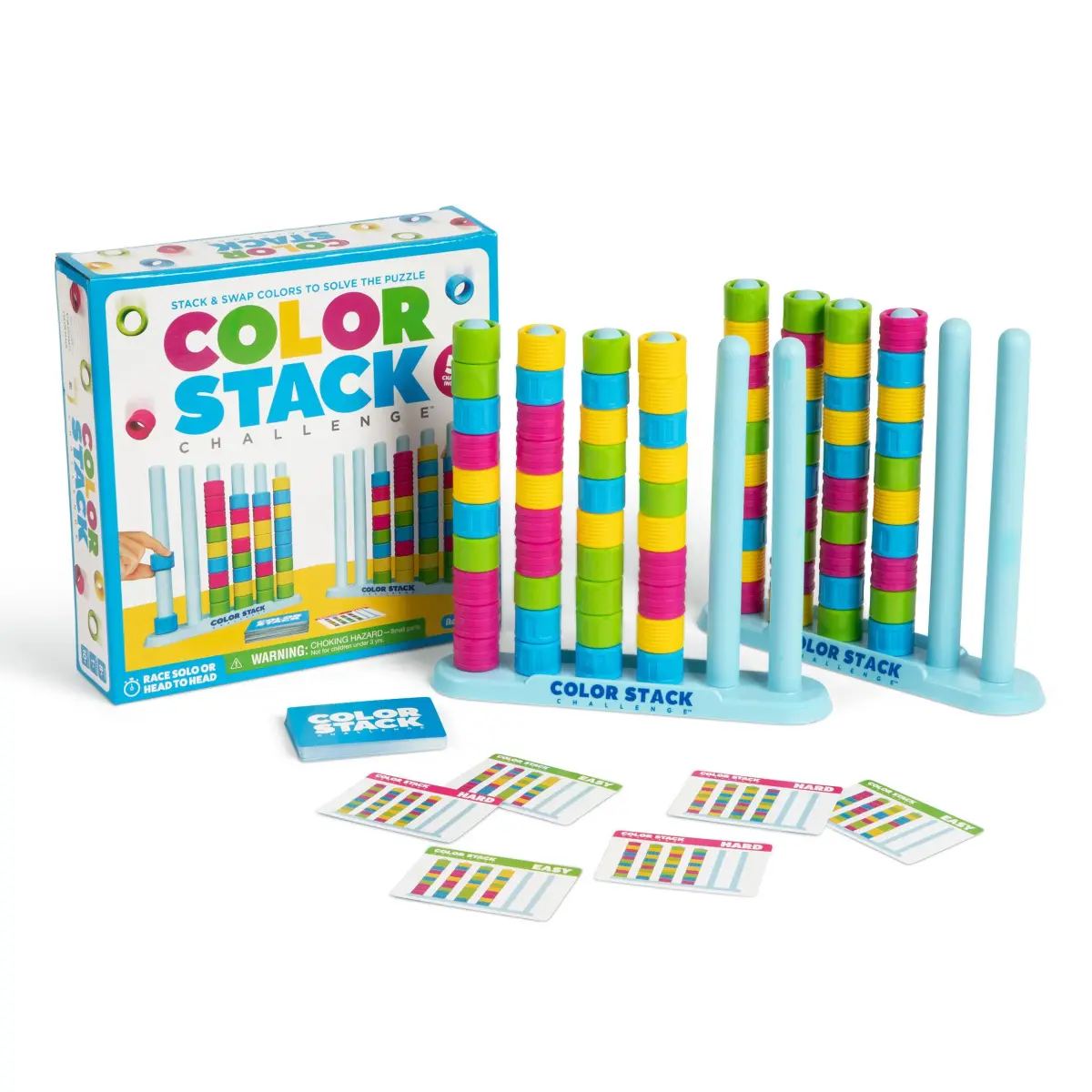 Color Stack Challenge by WHAT DO YOU MEME? Board Game | 80 Rings, 50 Cards, 2 Racks - main product image