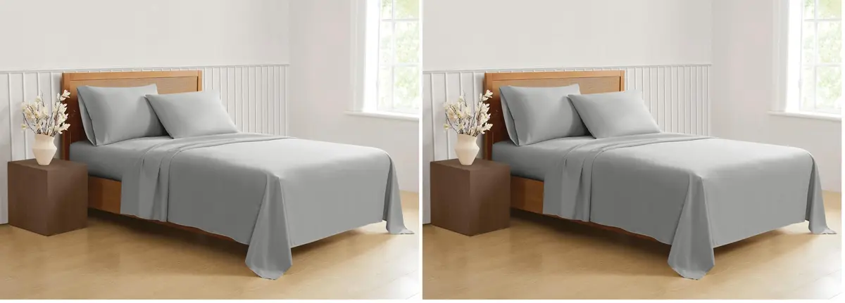 TRULY SOFT Green Solid Grey Twin XL Sheet Set | 3 Piece Recycled Cotton Bedding - main product image