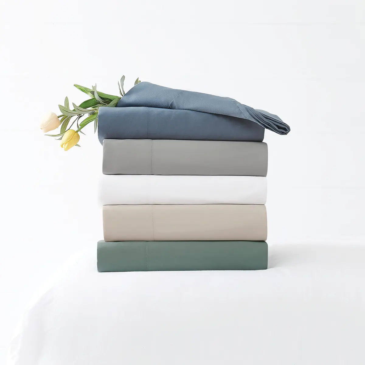 TRULY SOFT Green Solid Grey Twin XL Sheet Set | 3 Piece Recycled Cotton Bedding - view 5