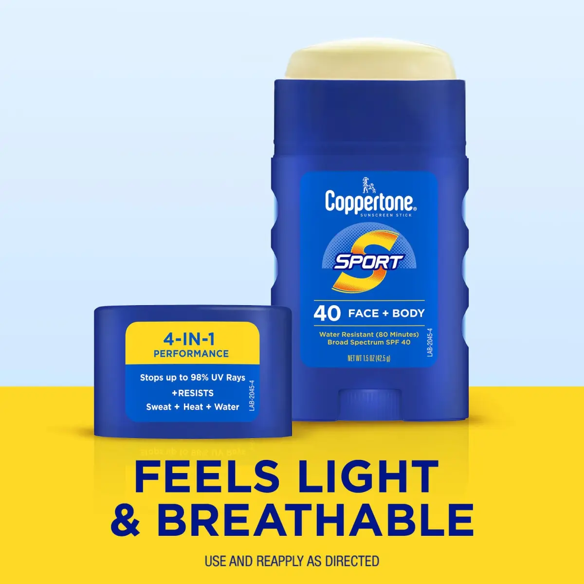 Coppertone Sport Sunscreen Stick SPF 40, 156 g (5.5 oz) | Water Resistant for Face and Body - view 7
