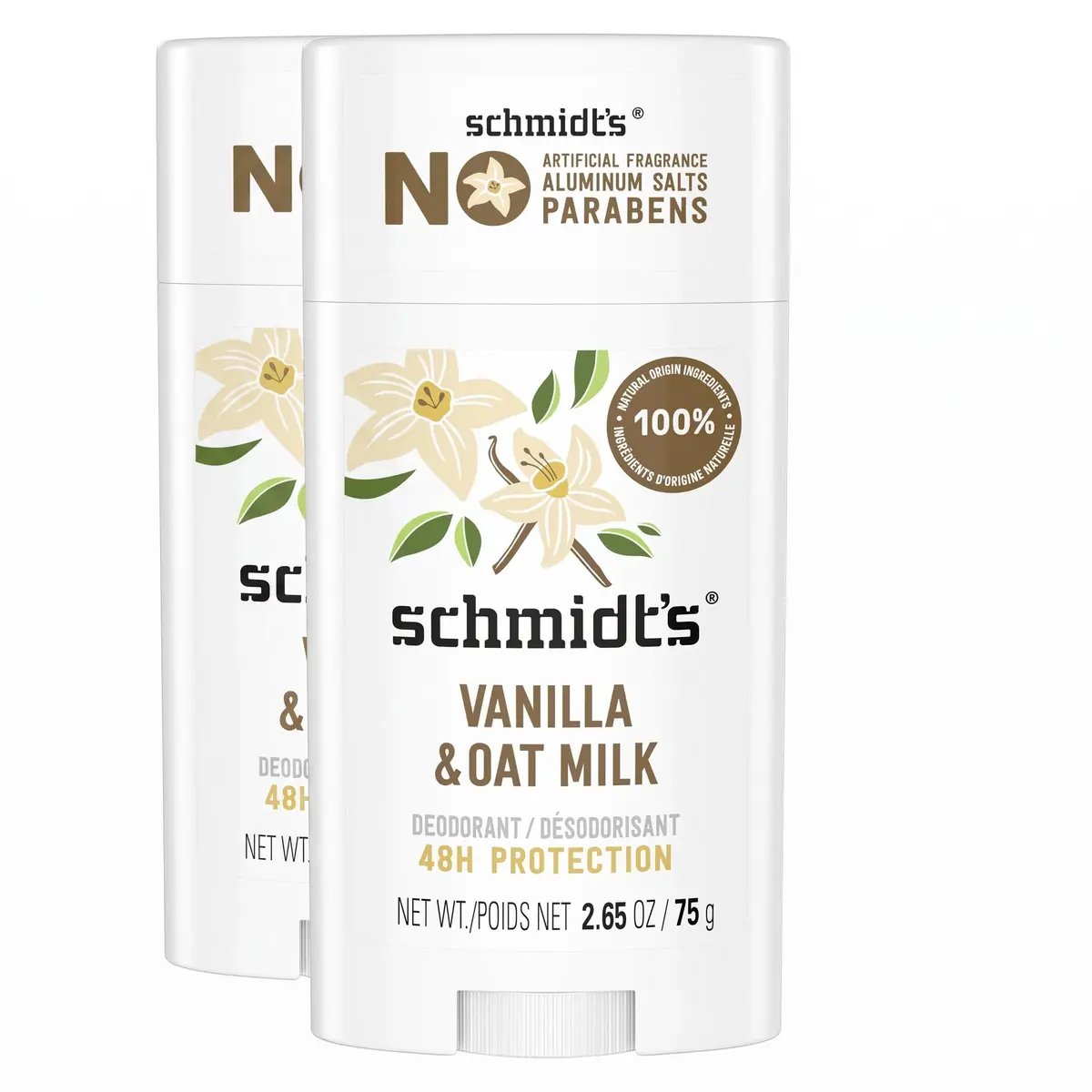 Schmidt's Vanilla & Oat Milk Deodorant Stick | 100% Natural, Vegan, Cruelty-Free, 2.65 oz - main product image