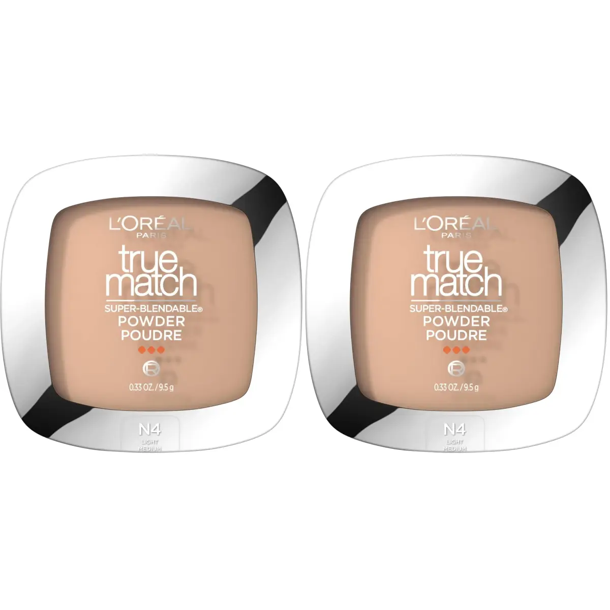 L'Oreal Paris True Match N4 Light Medium Super Blendable Oil-Free Powder Foundation (2 Pack) - main product image