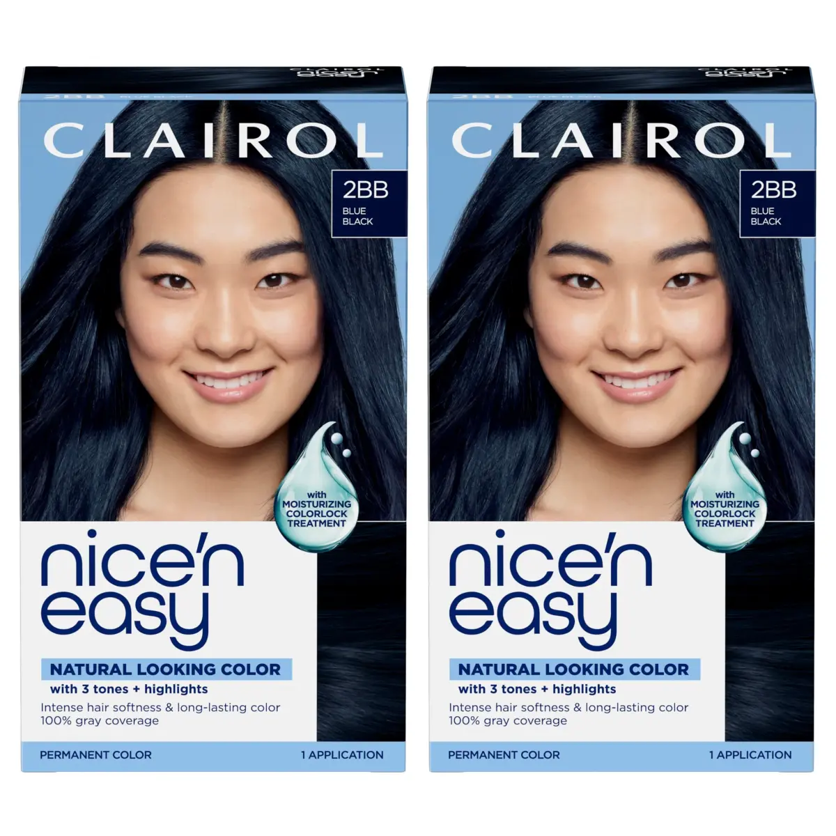Clairol Nice'n Easy 2BB Blue Black Permanent Hair Dye, 6.26 Fl Oz (Pack of 2) | 100% Gray Coverage - main product image