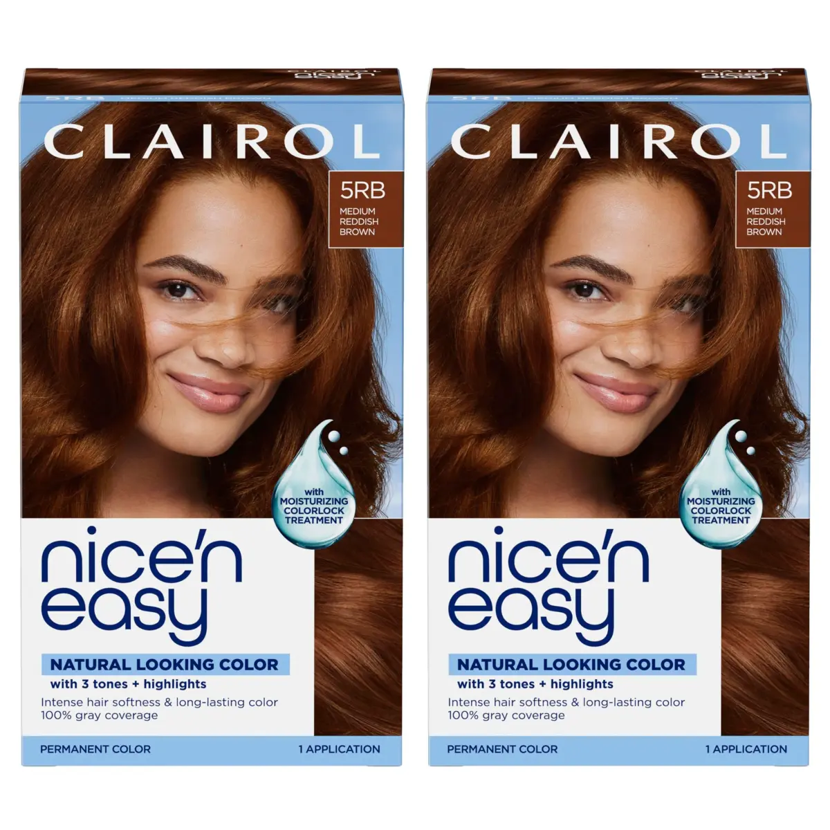 Clairol Nice'n Easy 5RB Medium Reddish Brown Permanent Hair Dye, Pack of 2 (6.26 Fl Oz) - main product image
