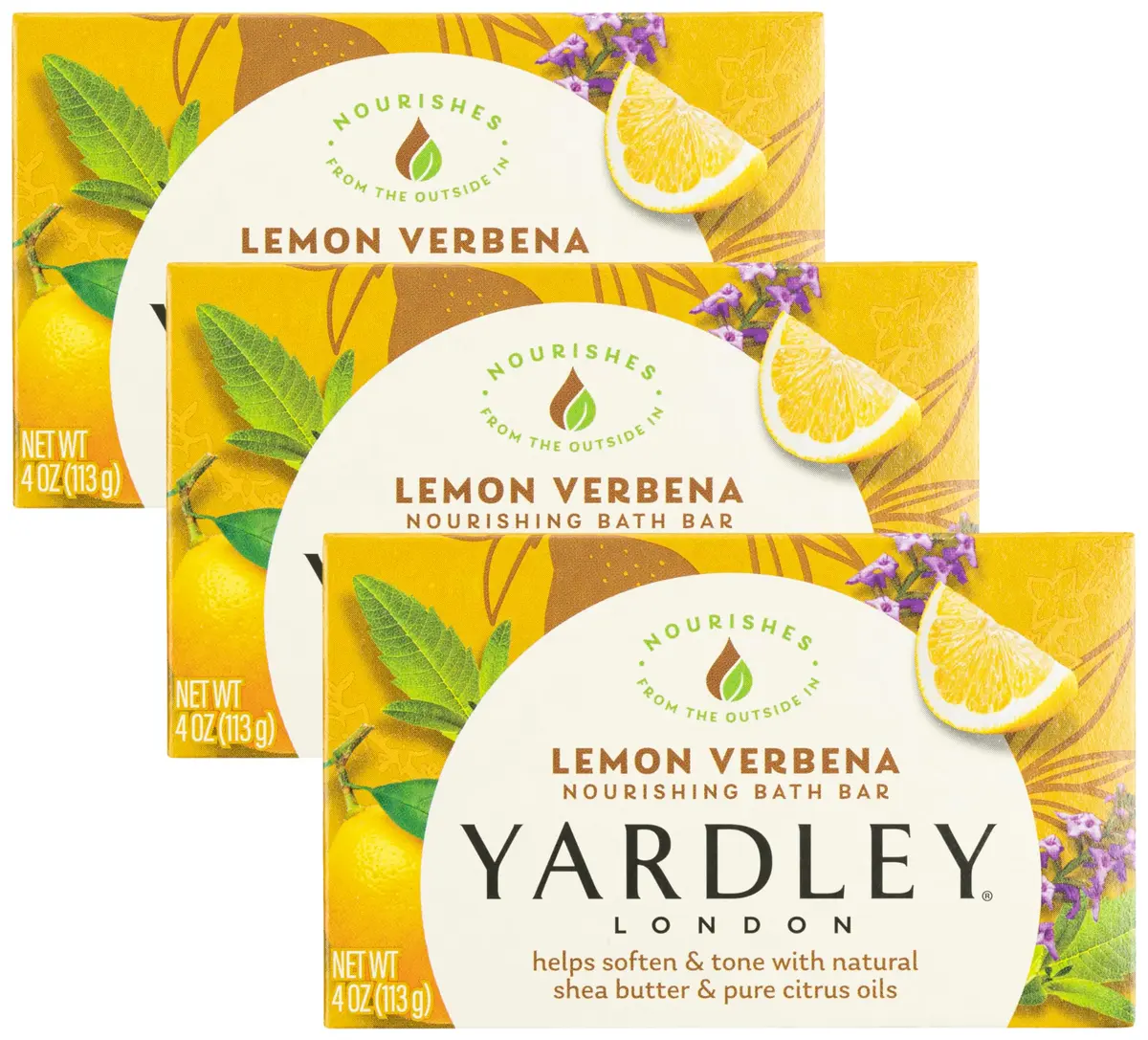 Yardley Lemon Verbena Moisturizing Bath Bar 4oz Pack of 3 | Natural Shea & Citrus Oil - main product image
