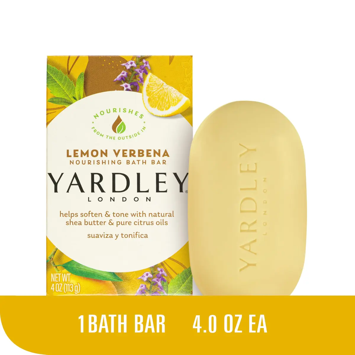 Yardley Lemon Verbena Moisturizing Bath Bar 4oz Pack of 3 | Natural Shea & Citrus Oil - view 2