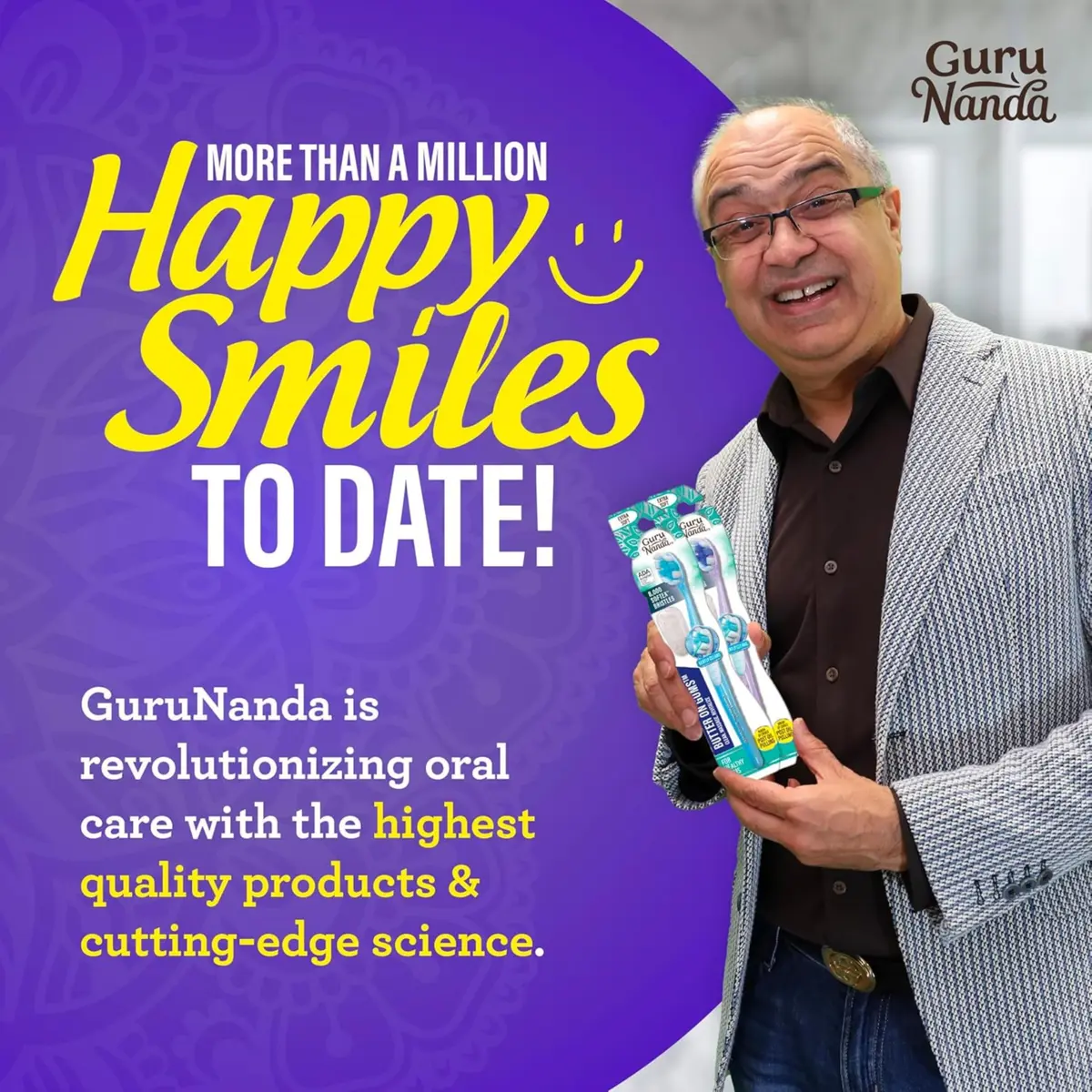 GuruNanda Butter On Gums Toothbrush Teal, Purple, Blue 25.4cm (9.4in) | ADA Accepted Ultra Soft Bristles for Sensitive Gums - view 7