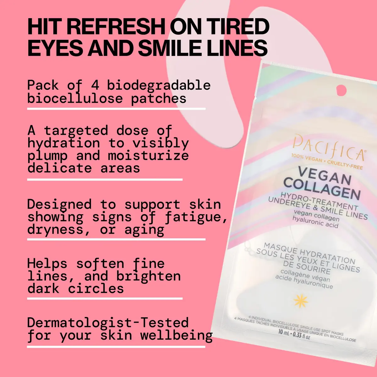 Pacifica Vegan Collagen Hydro-Treatment Mask for Eyes & Smile Lines | Hydrating & Plumping, Vegan & Cruelty-Free (100% Vegan) - view 2