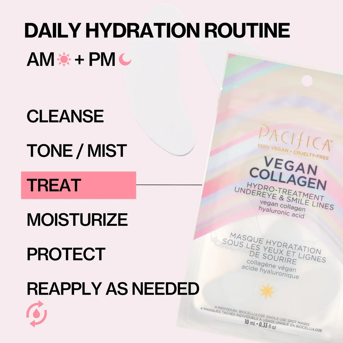 Pacifica Vegan Collagen Hydro-Treatment Mask for Eyes & Smile Lines | Hydrating & Plumping, Vegan & Cruelty-Free (100% Vegan) - view 4