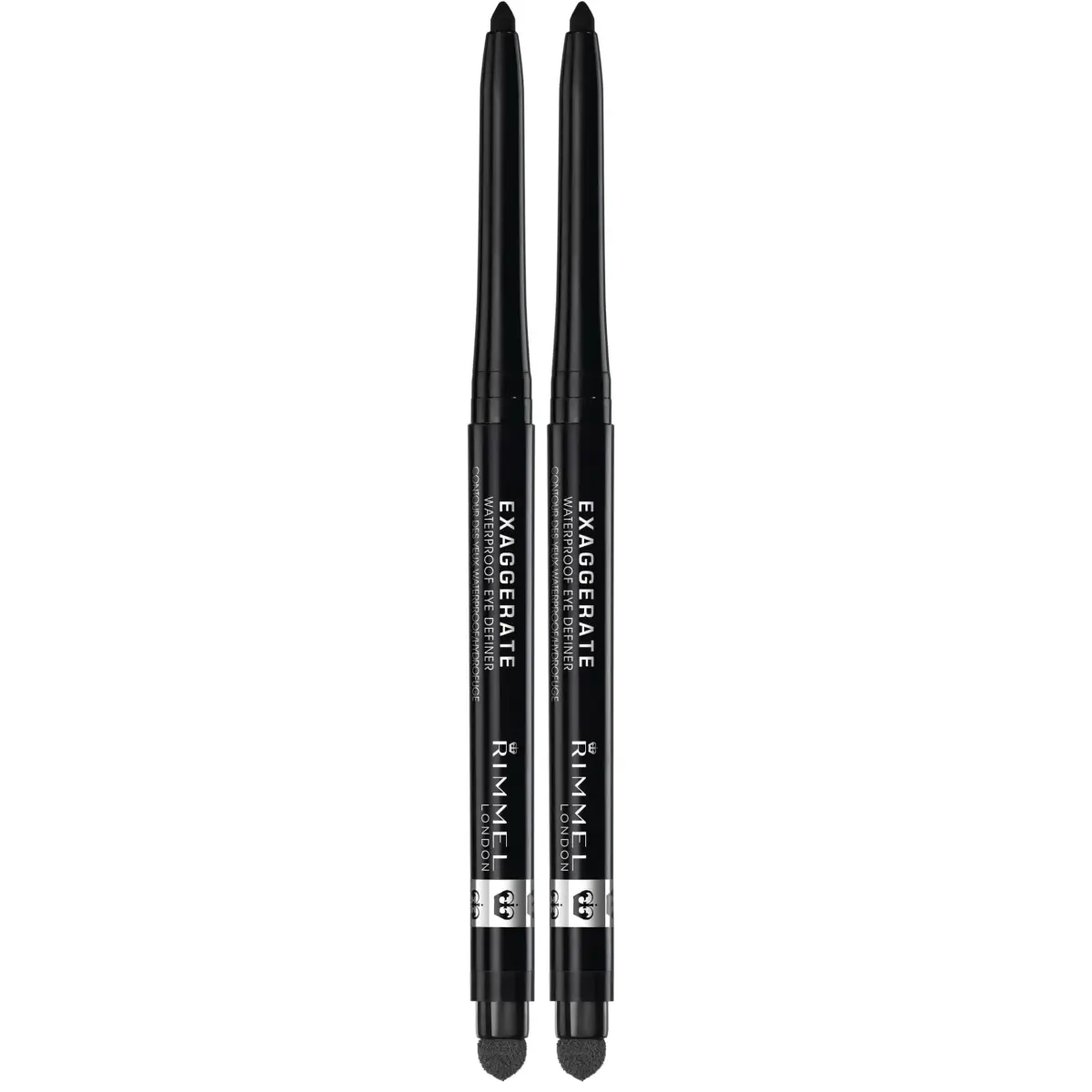 Rimmel London Exaggerate Waterproof Eye Definer Pencil, Blackest Black | 0.36g (0.01oz) Pack of 2 - main product image