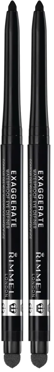 Rimmel London Exaggerate Waterproof Eye Definer Pencil, Blackest Black | 0.36g (0.01oz) Pack of 2 - main product image