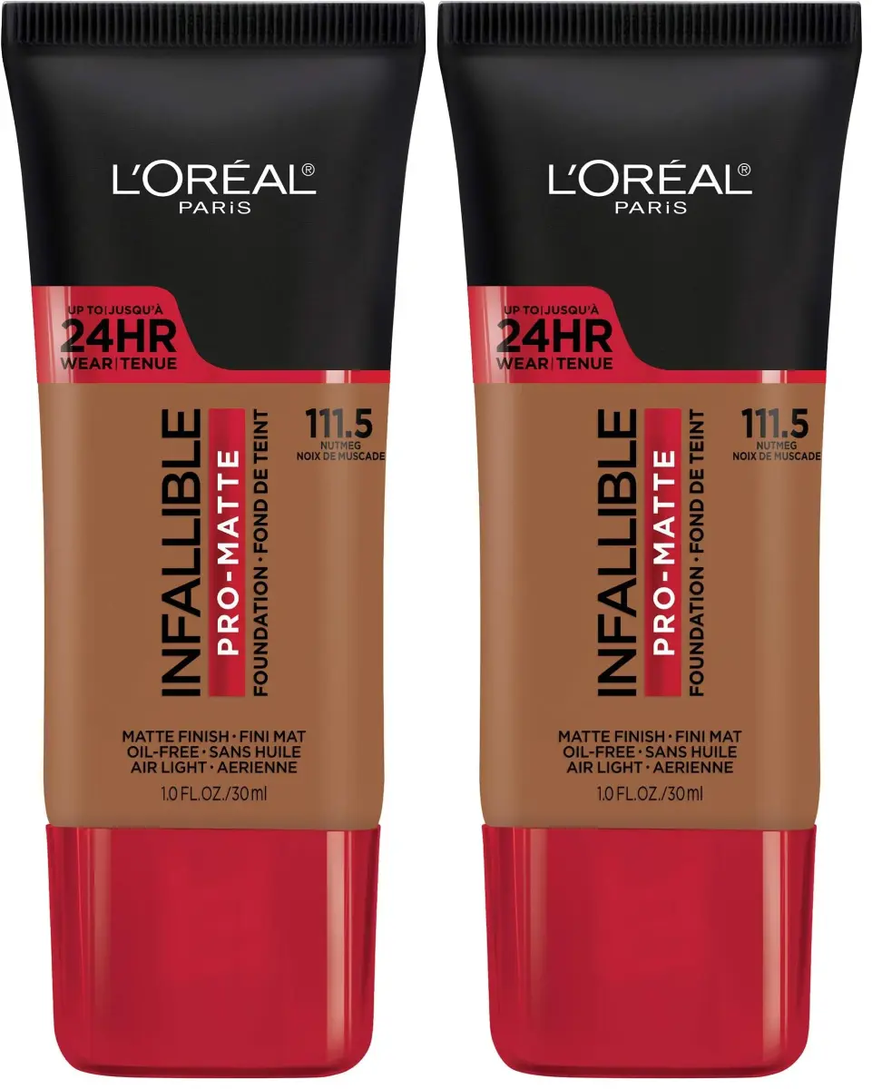L'Oreal Paris Infallible Pro-Matte Liquid Foundation Nutmeg 1 fl oz (29.57 ml) (Pack of 2) | Full Coverage Longwear - main product image