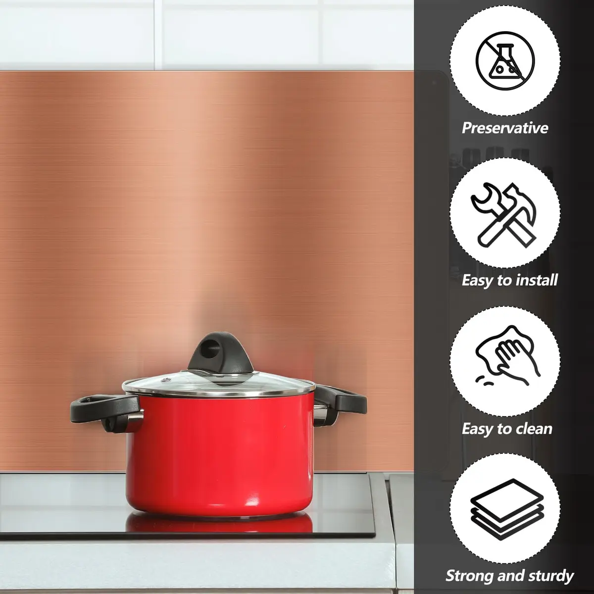 Yaocom 24x36 Inch Copper Stainless Steel Backsplash for Kitchen Wall | Easy Install & Clean - view 5