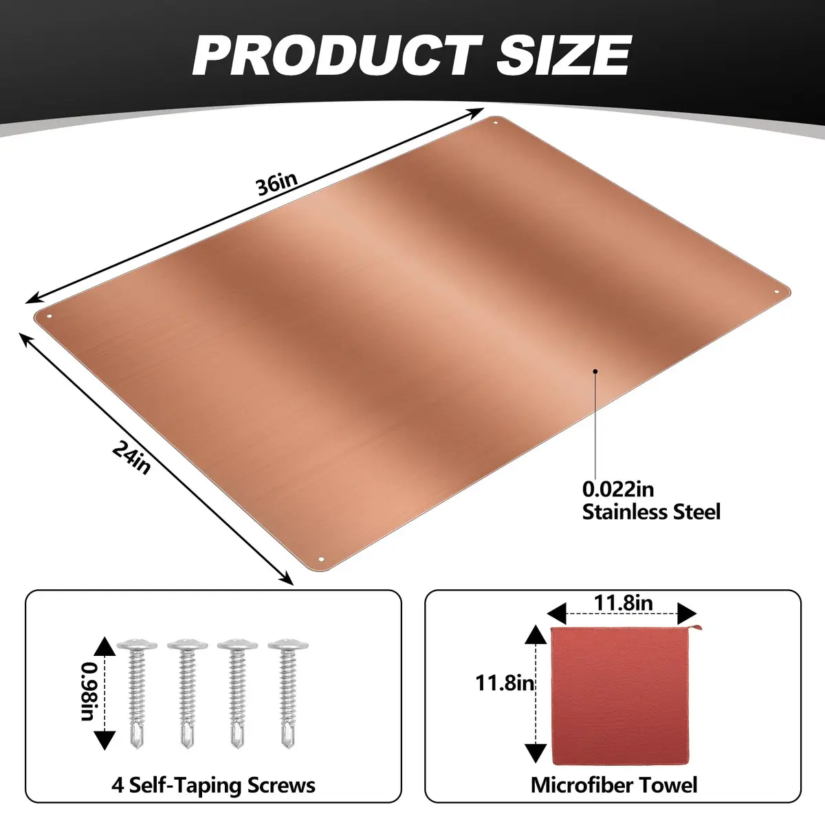 Yaocom 24x36 Inch Copper Stainless Steel Backsplash for Kitchen Wall | Easy Install & Clean - view 2