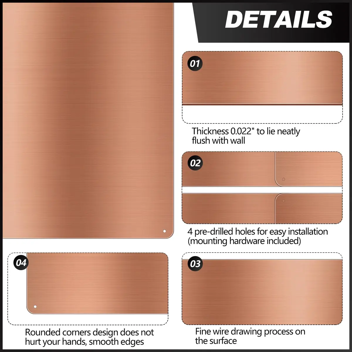 Yaocom 24x36 Inch Copper Stainless Steel Backsplash for Kitchen Wall | Easy Install & Clean - view 3