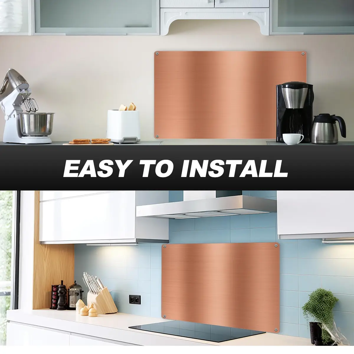 Yaocom 24x36 Inch Copper Stainless Steel Backsplash for Kitchen Wall | Easy Install & Clean - view 4