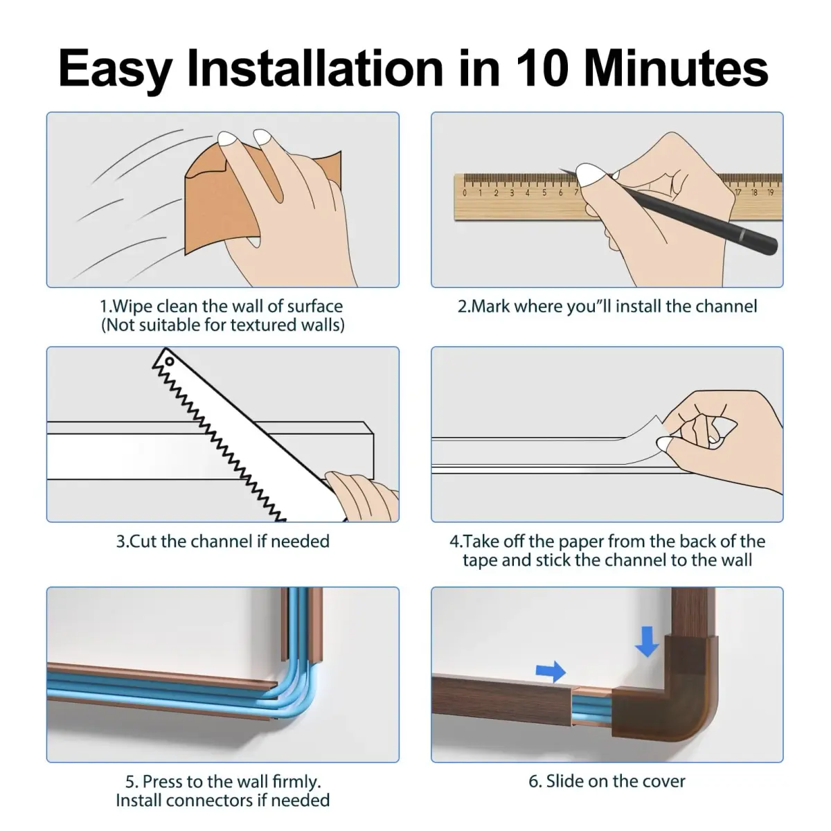 Yecaye Cherry Cord Hider Kit 3.6m (113in) | Conceals 2 Small Wires for Home & Office - view 2