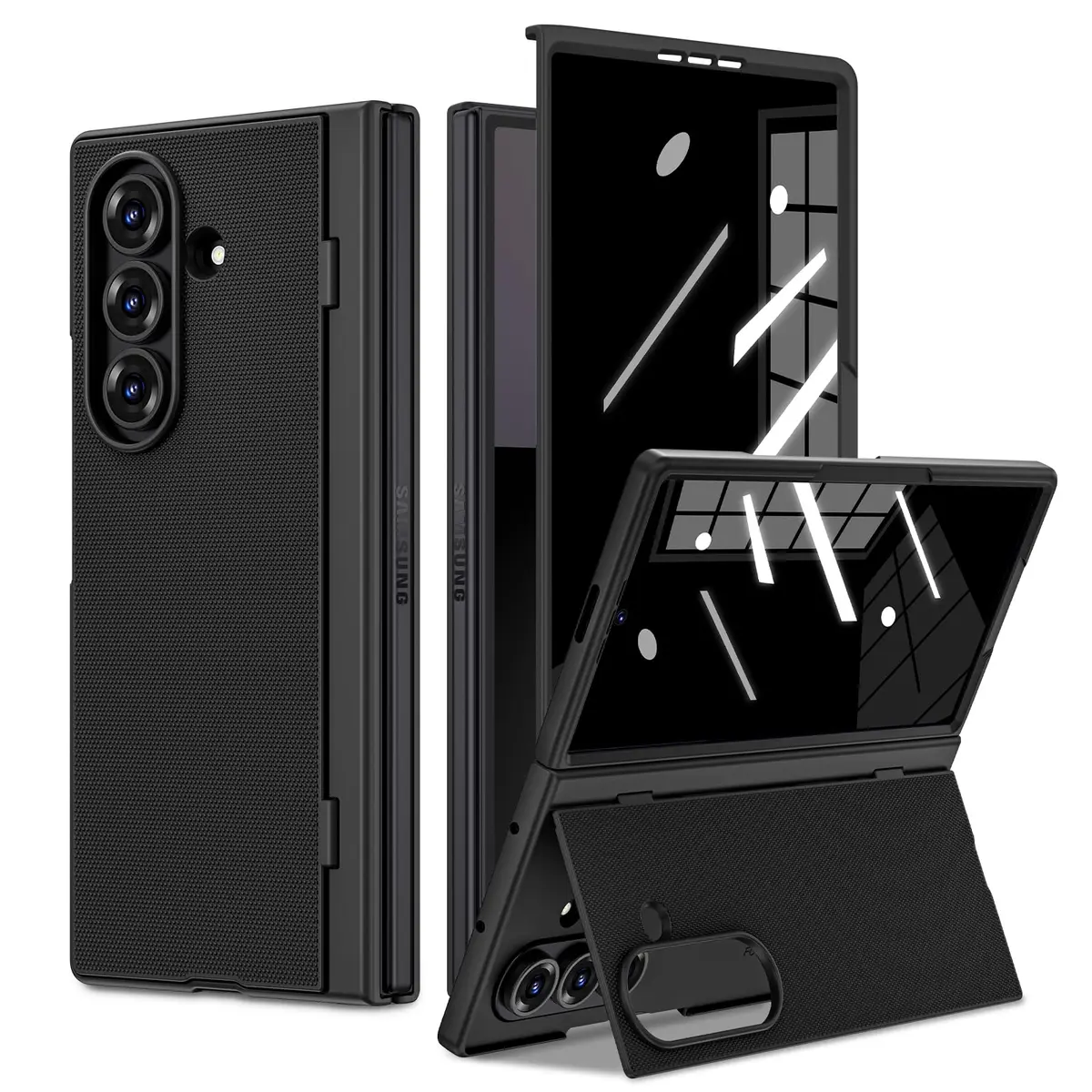 Ruky Black Case for Samsung Galaxy Z Fold 7 with Privacy Screen Protector & Kickstand | Fits 2025 Model - main product image
