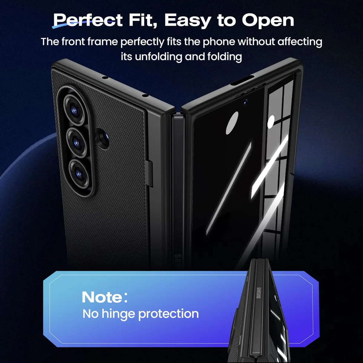 Ruky Black Case for Samsung Galaxy Z Fold 7 with Privacy Screen Protector & Kickstand | Fits 2025 Model - view 6