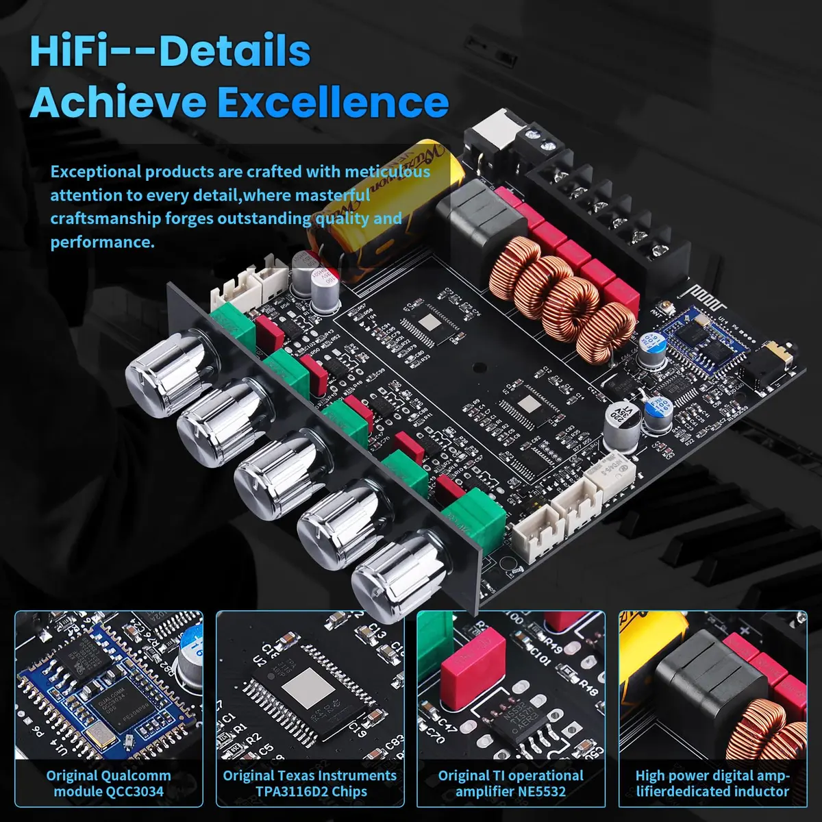 ARRAROWN ZK-TB21Q Bluetooth 5.1 HiFi Audio Amplifier Board 50W*2+100W | Support for DIY Audio Projects - view 3