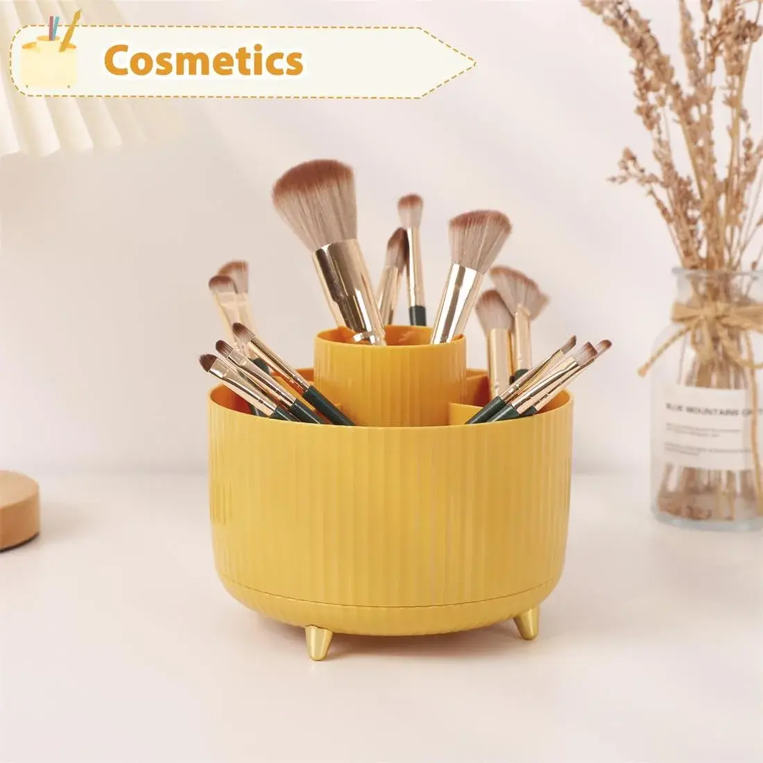 SKYDUE 360 Degree Rotating Desk Organizer with 5 Slots | Yellow 1Pack - view 4