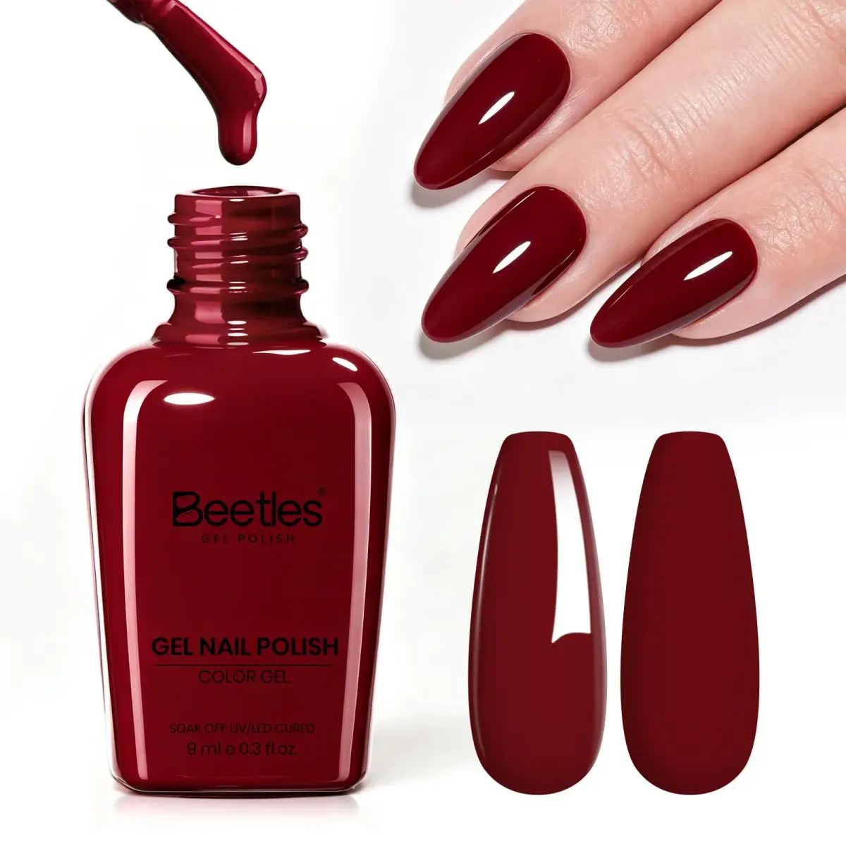 Beetles Gel Polish Ruby Cherry Burgundy Dark Red Gel Nail Polish 9ml (0.3 Fl Oz) | Fall Limited Color, Long-Lasting Glossy Finish - main product image