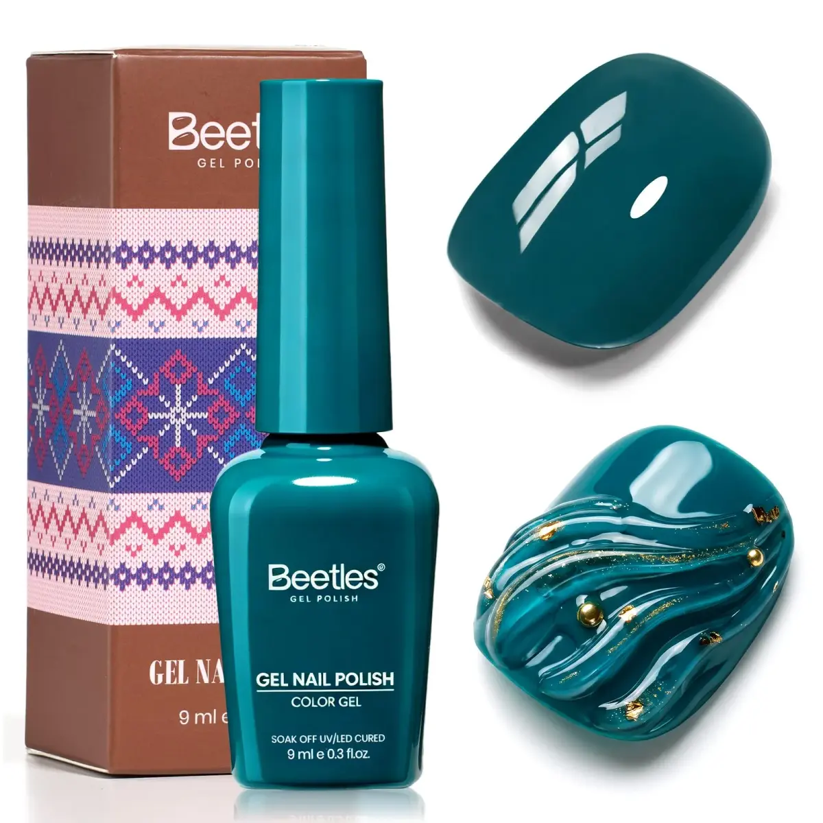 Beetles Dark Teal Gel Polish 9ml (0.3 Fl Oz) | Fall Nails, Long-Lasting Chip-Resistant Gel - main product image