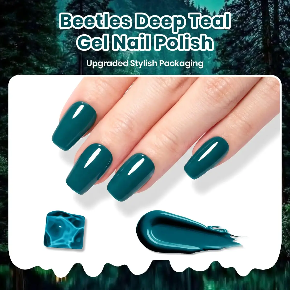 Beetles Dark Teal Gel Polish 9ml (0.3 Fl Oz) | Fall Nails, Long-Lasting Chip-Resistant Gel - view 2