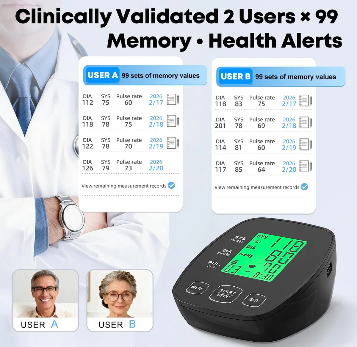 iEarve Pediatric Blood Pressure Monitor with 2 Size Cuffs | Clinically Validated for Home Use - view 6