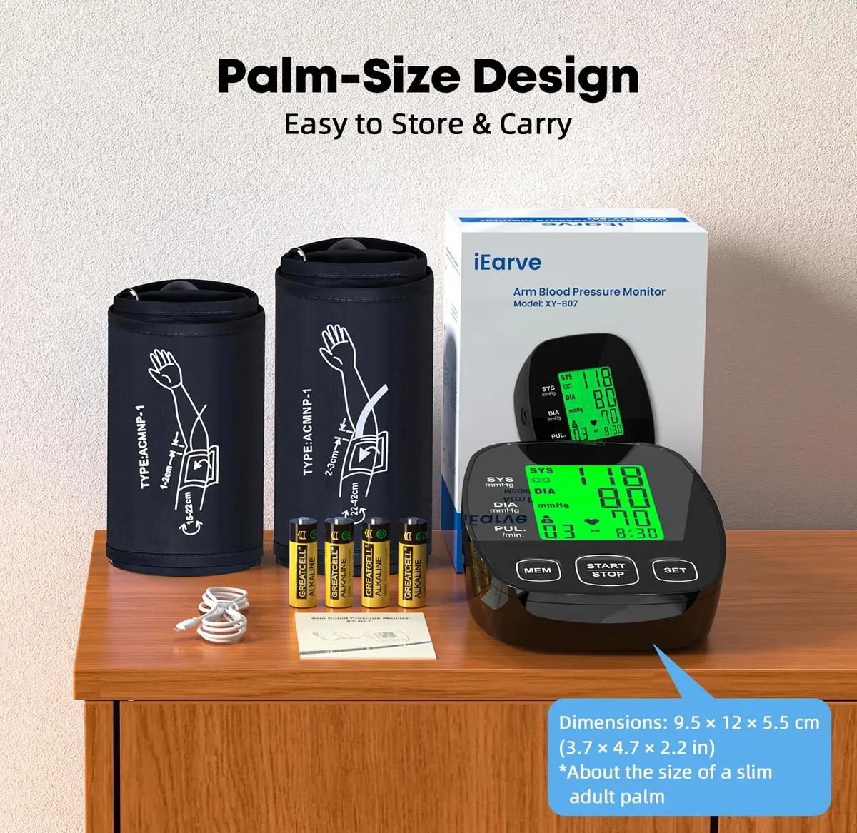 iEarve Pediatric Blood Pressure Monitor with 2 Size Cuffs | Clinically Validated for Home Use - view 7