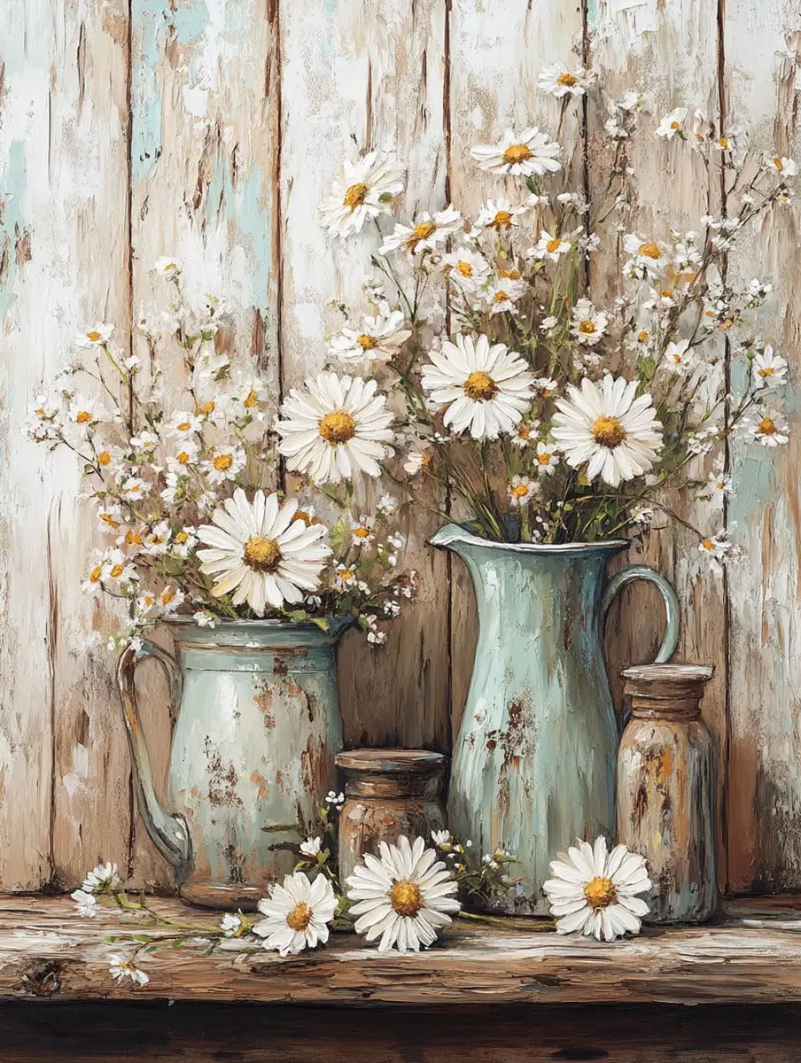 WUSARPLY Rustic Daisy Stamped Cross Stitch Kits for Beginners Adults | 11CT Pre-Printed Fabric, Stress Relief - main product image