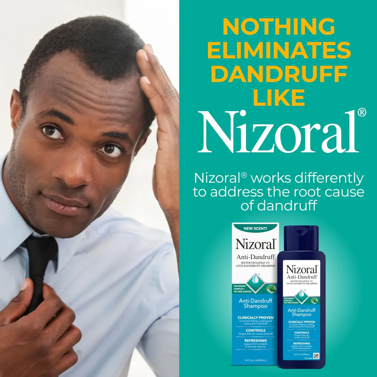 Nizoral Anti-Dandruff Shampoo with 1% Ketoconazole & Peppermint 414ml (14 Fl Oz) | Clinically Proven Scalp Relief - view 4