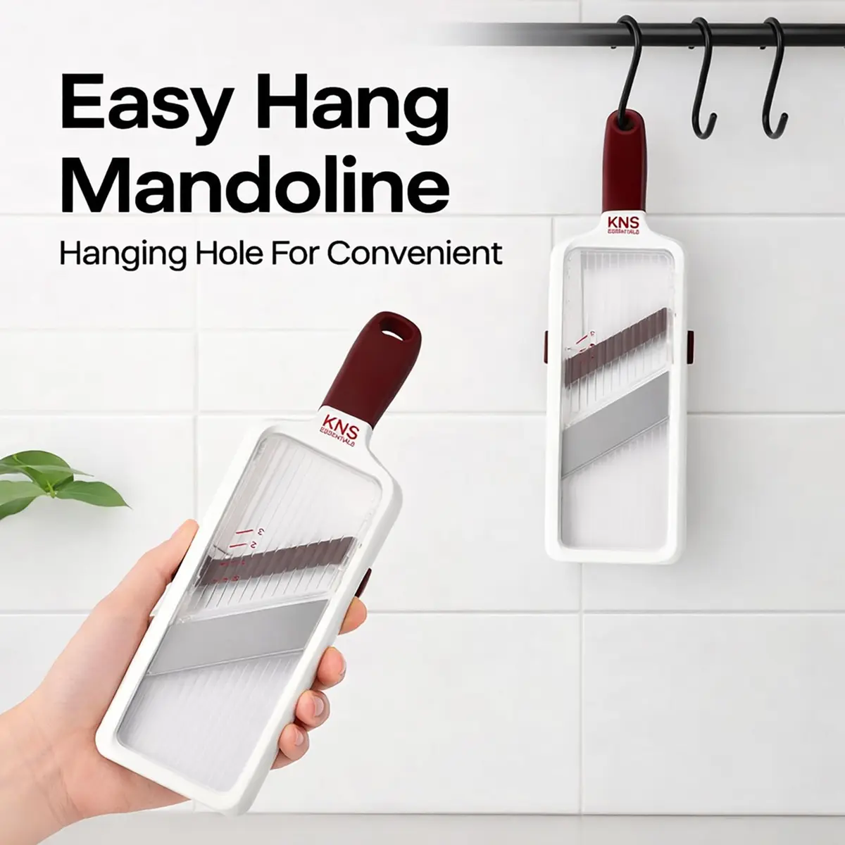 KNS ESSENTIALS Mandoline Slicer – Adjustable Stainless Steel Blades, with Comfort Grip – Vegetable Slicer for Small to Medium sized Cucumber, Onion, Potato - view 5