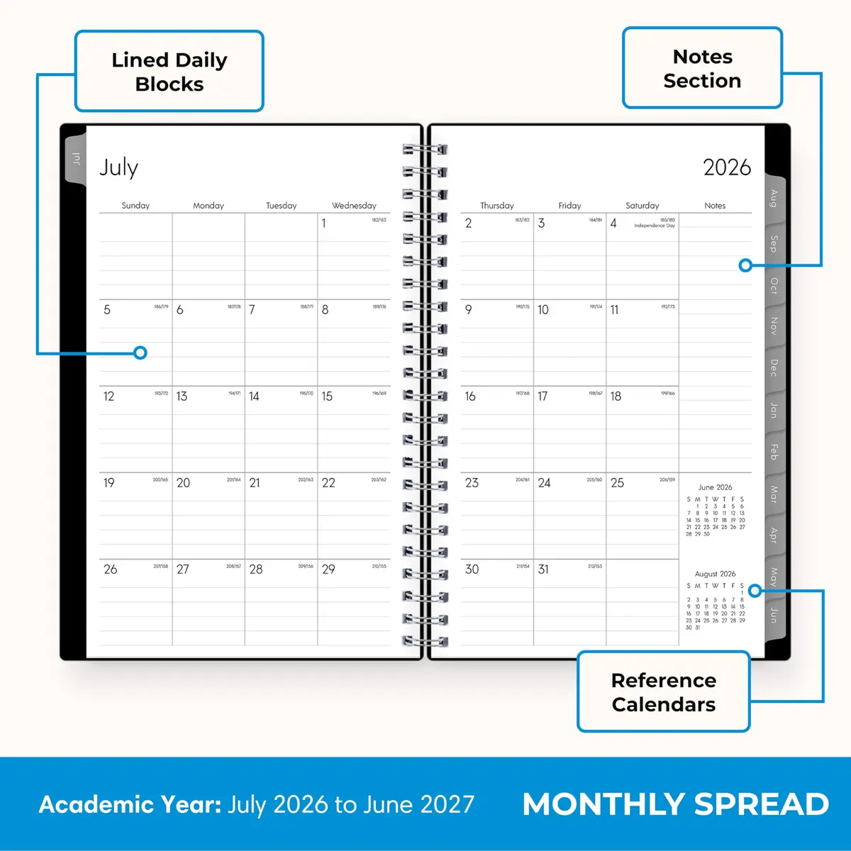 Blue Sky 2026-2027 Weekly & Monthly Academic Planner, 5" x 8" (12.7cm x 20.3cm) | Enterprise Collection - view 4