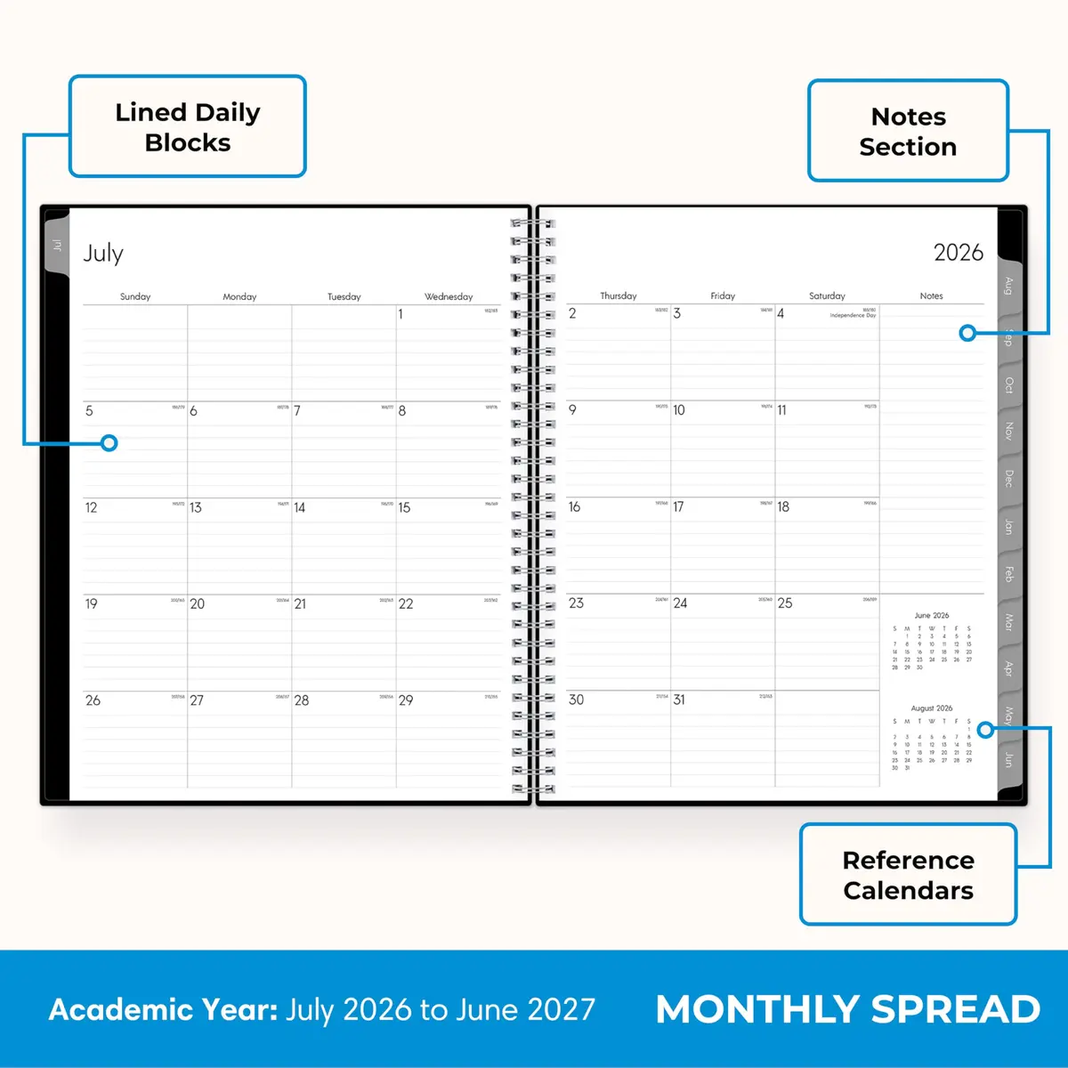 Blue Sky Enterprise Academic Planner 2026-2027 21.6 x 27.9 cm (8.5"x11") | Professional Planning with Laminated Tabs - view 4