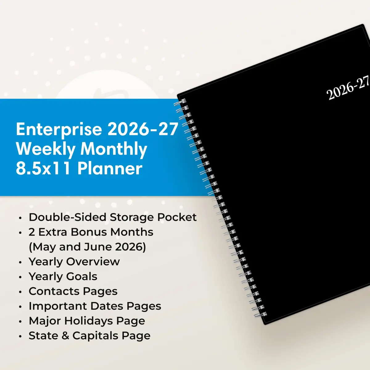 Blue Sky Enterprise Academic Planner 2026-2027 21.6 x 27.9 cm (8.5"x11") | Professional Planning with Laminated Tabs - view 9