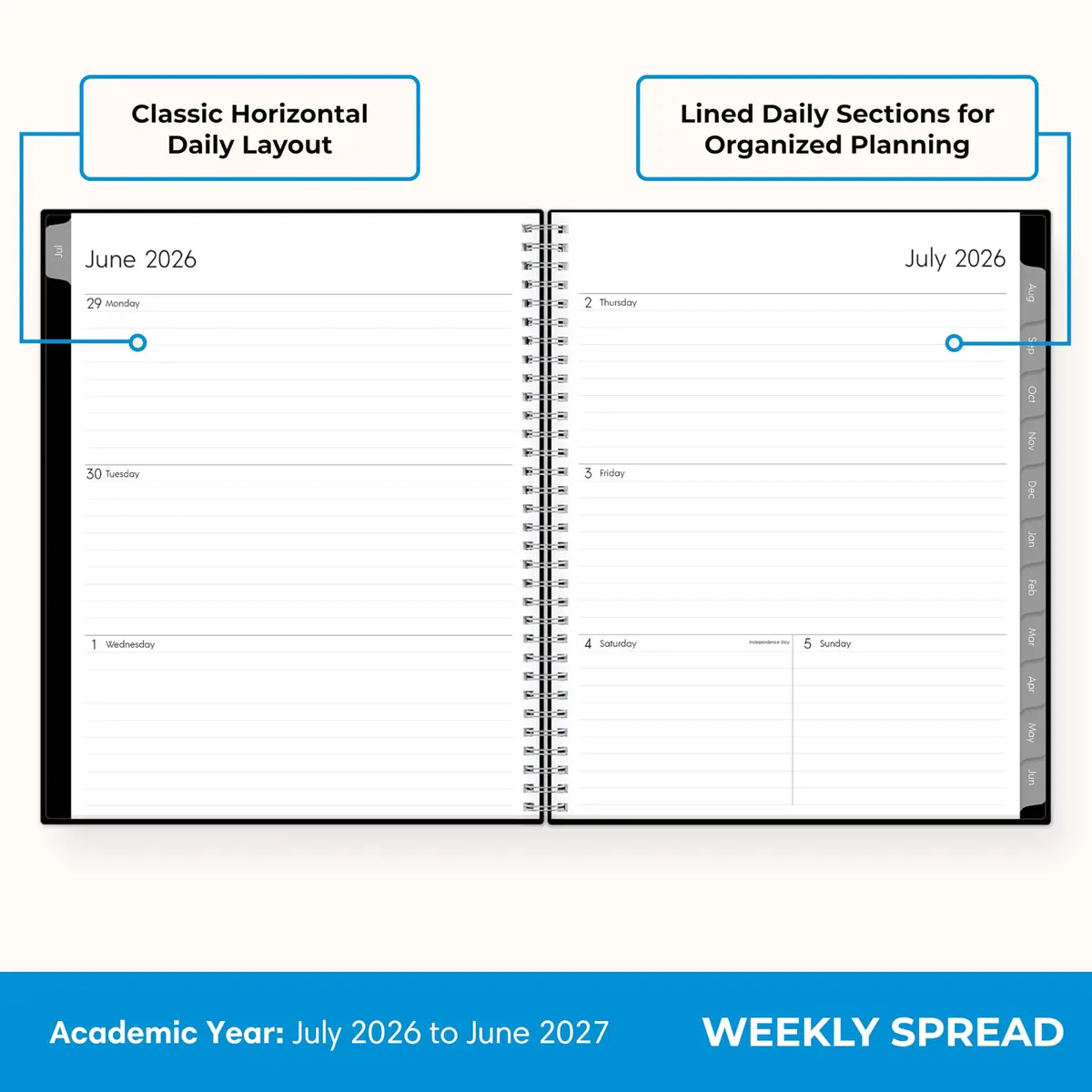 Blue Sky 2026-2027 Weekly & Monthly Academic Planner, 7"x9" (17.8cm x 22.9cm) | Professional Planning for Students & Office Use - view 3