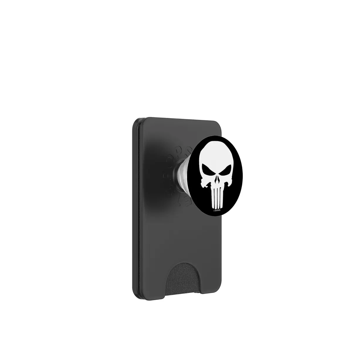 Marvel The Punisher Skull PopSockets PopWallet for MagSafe | Officially Licensed Black Cell Phone Grip with Swappable Top - main product image