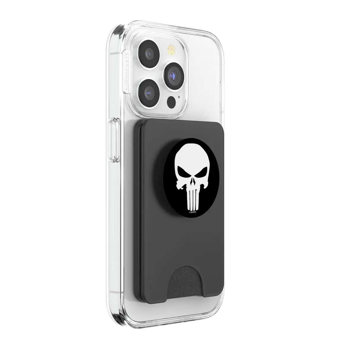 Marvel The Punisher Skull PopSockets PopWallet for MagSafe | Officially Licensed Black Cell Phone Grip with Swappable Top - view 4