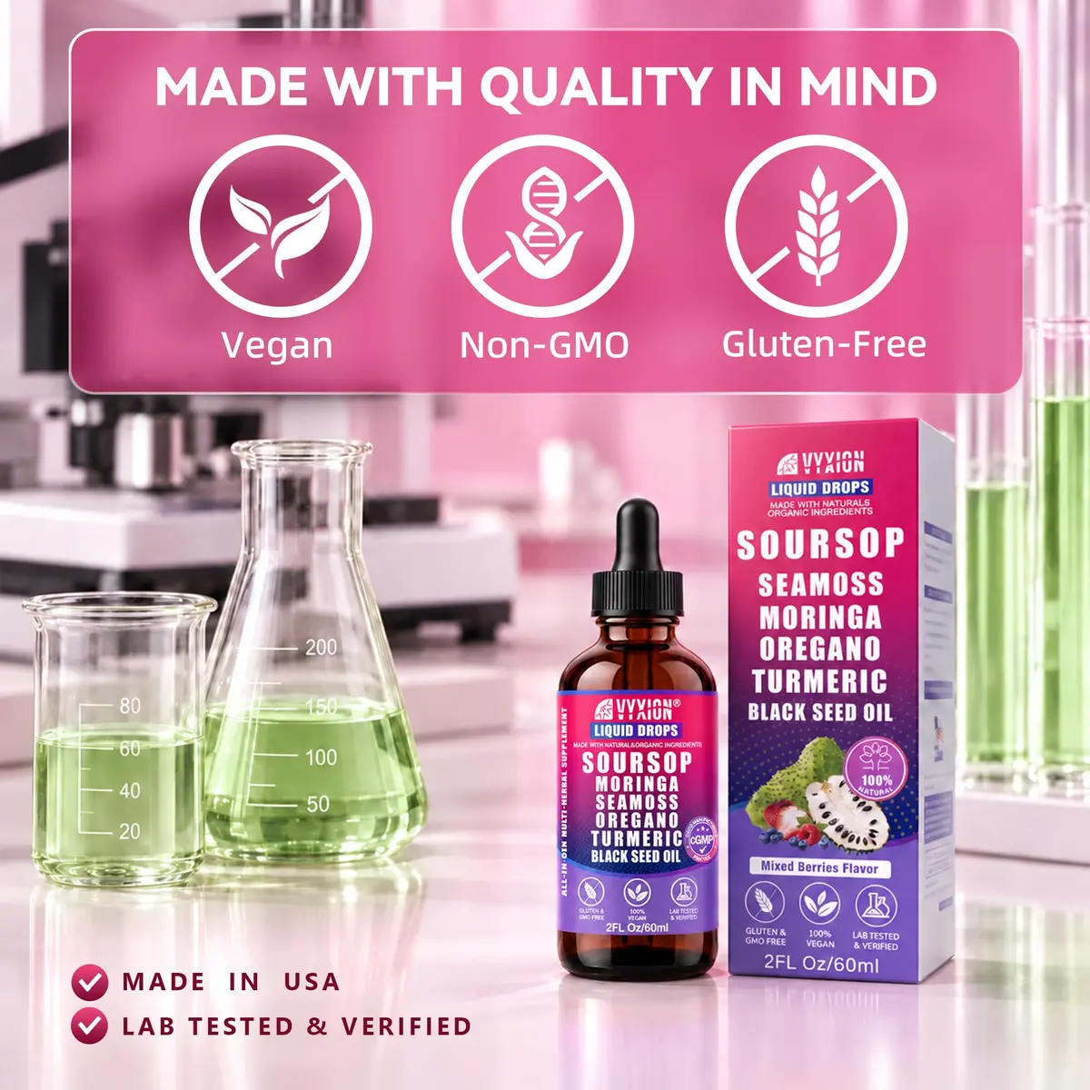 Vyxion Soursop Bitters Liquid Drops 2 Fl Oz | 10-in-1 Herbal Extracts for Overall Wellness - view 6